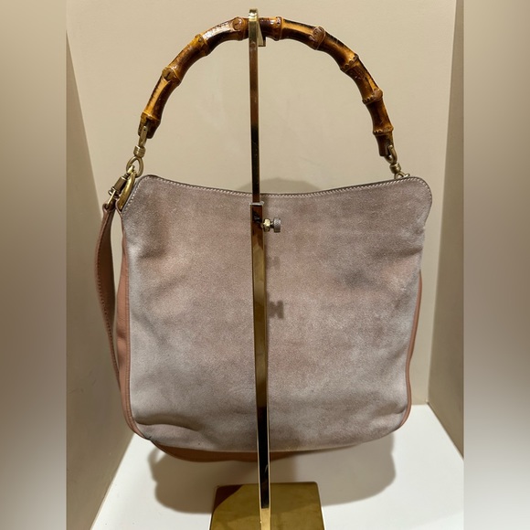 Gucci Suede Bamboo 2-way carry Bag in Beige - Picture 5 of 12